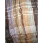 Joie New Womens  Linen Shorts Tan Dark Khaki 12 Metallic Thread Brown Plaid Pocke Photo 4