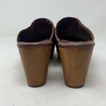 UGG  Australia Vivica Brown Leather Clogs Mules Chunky Wood Sole Woven Size 8 Photo 6