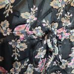 Rebecca Taylor BLACK SEMI SHEER SILK FLORAL PRINTED BLOUSE 10 Photo 7