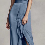 Vera Wang White by  Ruffled One-Shoulder Dress Bridesmaid Wedding Size 2 XS Blue Photo 0