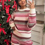 Pink Lily  Cream Multi Fair Isle Knit Sweater Short Set Photo 0