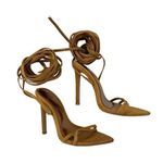 Jennifer Lopez JLO - Lincoln Heeled Sandal in Suede Brown Golden Desert Photo 0
