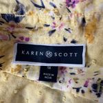 Karen Scott  1X-Large Top Floral Swiss Dots Button-Up 3/4 Sleeves Lightweight Photo 6