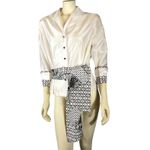 Marisa Baratelli 1990s Silk Blouse Black White Abstract Trim Size 12 Photo 1