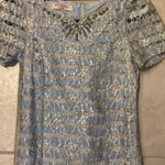 Blue lace embellished rhinestone dress Photo 6