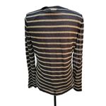 Michael Kors Size LP (Large Petite) Metallic Gold Stripes on Black Long Sleeve B Photo 3