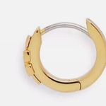 Tory Burch New KIRA ENAMEL HUGGIE EARRING; Gold and Black Photo 2