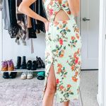 Lovers + Friends Light Green Floral Cut Out Midi Dress Photo 1