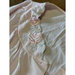 Shadowline Embroidered Rose Night Gown Medium Pink Midi Buttons Soft Cottagecore Photo 3