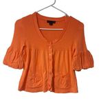 JW Style Womens‎ Short Sleeve Scoop neck Button Front Stretch Top Orange Small Photo 0