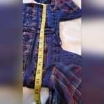 American Eagle  Outfitters Blue Plaid Crochet Peasant Boho Top Women’s M Long Sle Photo 1