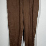 Lands' End  Womens Wide Leg Linen Pants Size 18 Brown Photo 0