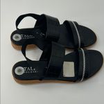 Italian Shoemakers  Black Croc-Embossed Sandals Photo 3
