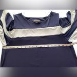 Nina Leonard  Women’s Ity Navy Blue White Stripe‎ Cold Shoulder Dress Size L Photo 2