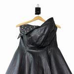 VTG Italian Leather Strapless Studded Cocktail Dress Black Asym Hem 42 80s Glam Size 6 Photo 9