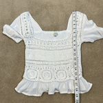 Sim & Sam White Crochet Square Neck Summer Beach Crop Ruffle Shirt Women’s XS Photo 3