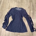 Pleione  Navy Long Sleeve Top with Bow Accents Photo 3