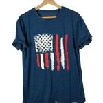 Boutique Blue USA American Flag Rolled Short Sleeve T-Shirt L Photo 0