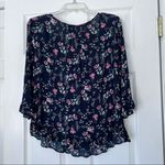 Gap  Navy Floral top boho flowy round neck S Photo 2