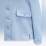 ZARA TWEED WEAVE TEXTURED BLAZER WITH BUTTON DETAILS BABY BLUE SIZE XS NEW Photo 12