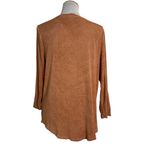 BKE  Lace Up Top‎ Size L Distressed Crisscross Neckline Minimalist BOHO Tee Photo 3