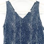 Loft NWT  Womens Coastal Beachy Star Godet Double V Linen Blend Tank Dress S Navy Photo 2