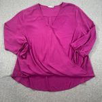 Everleigh Purple Wrap Drape Blouse Women's 2XL High Low Long Sleeve V Photo 0