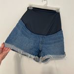 Madewell Over the Belly Denim Shorts Medium Dark Cuffed Jean Shorts MATERNITY 27 Photo 8