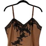 Vintage Herson Kickernick Slip Dress Silky Nylon Lace Trim 80s Size Small Tan Photo 2