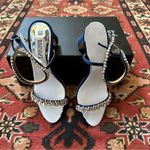 Badgley Mischka New Satin Navy Heels with Gemstone Accents Photo 1
