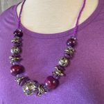 Purple Beaded Necklace With Silver Photo 13