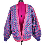 Handmade Crochet Granny Cardigan Berries Multicolor Pink Purple Blue Boho Cozy Size undefined Photo 0