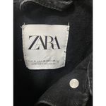 ZARA Denim Jumpsuit Womens Small Black Button Front Cutout Long Sleeve Wide Leg Photo 2