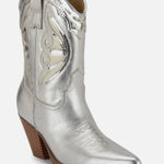 Nine West NEW $159 Puzz Western Booties Silver Metallic Photo 0