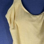 Lucky Brand  Swimsuit Womens Medium Yellow Textured One Piece Tank Lined Stretch Photo 3