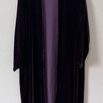 Eileen Fisher  Plum Purple Silk Velvet Open Front Duster Cardigan Small Photo 0