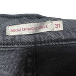 Levi's Ribcage Straight Ankle Jeans Charcoal Wash Frayed Hem Women's Size 31 Photo 4