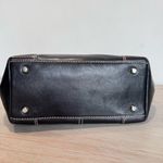 Nordstrom Black Leather Pink Stitching Double Handle Small Handbag Purse Mod Photo 2