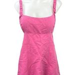 ZARA Pink Square Neck Sleeveless Lace Up A-Line Flare Cami Tank Mini Dress Sz M Photo 0