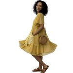 Max Studio  Golden Yellow Silk Ruffle Dress | Special Edition | Size S Photo 1