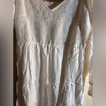 NWOT White Long Sleeve Smocked Dress summer ballet core beach smocking detail Size L Photo 4