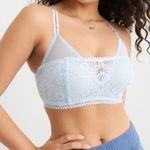 Aerie Real Power Wireless Push Up Joy Convertible Lace Bra Size 34C Light Blue Photo 0