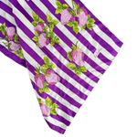 Vintage Echo Silk Scarf Purple White Stripe Berries Strawberries Leaves Garden Photo 2