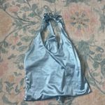ZARA blue satin halter tie top Photo 2