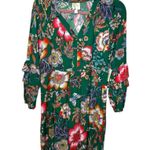 NWT Anthropologie Fig and Flower Vibrant Green Floral Dress L Size L Photo 0