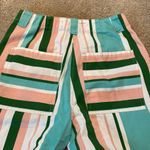 ASOS Cotton Pin Stripe High Rise Tapered Leg Crop Pants Pink Green White Aqua 2 Photo 6