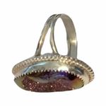 Navajo Sterling Silver Druzy Ring Native American Size 8 Photo 2