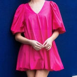 Rhode Marni Bright Pink Bubble Hem Mini Dress Small Pink Photo 0
