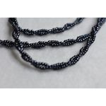 Source Unknown Deep Dark Blue Triple Strand Twisted Beaded 30 Inch Button Latch Chic Necklace Photo 2