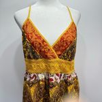 Daytrip Multicolored Boho Paisley Crochet Waistband Spaghetti Strap Slip Dress Photo 2